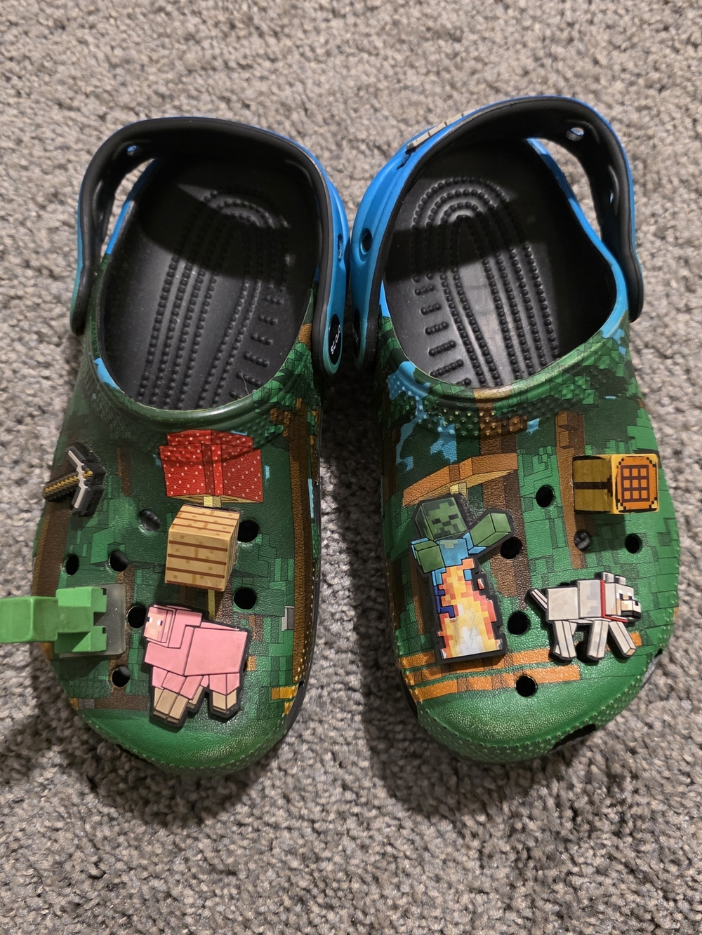 CROCS Kids' Minecraft Green & Blue Clog Sandals